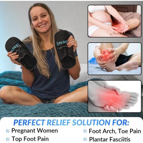 THE COLDEST WATER Ice Pack Slippers - Reusable Gel Ice Packs Slippers for Arthritis Feet/Plantar Fasciitis/Foot Injuries/Chemo/Swelling & More - Hot/Cold Therapy Foot Wraps for Pain Relief  one pair )