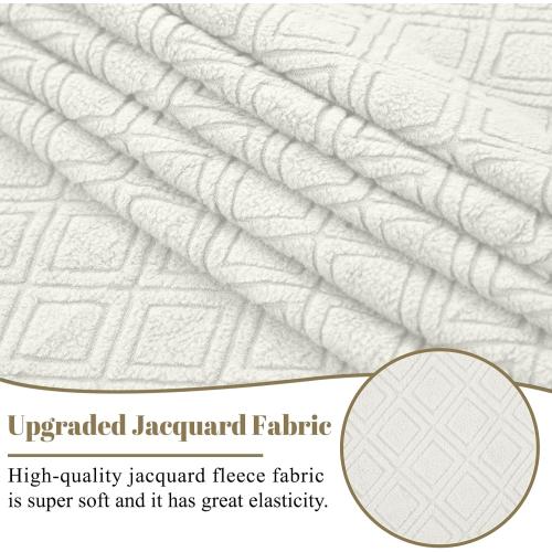 ALIECOM Extra Soft Corner Sectional Sofa Covers L Shaped Couch Cover Sectional Slipcovers with Non Slip Foams Jacquard Stretch U Shape Furniture Protector for Pets Dogs (Ivory White, Large)