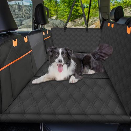 Back Seat Extender for Dogs - Extra 40% Space, Dog Car Seat Cover Hard Bottom Holds 400lbs, Waterproof Dog Hammock & Car Seat Cover with Mesh Window, Perfect Travel Bed for Cars, SUVs