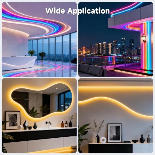 BTF-LIGHTING Silicone LED Channel System 49.2Ft Flexible Milky White Cover DIY Spotless Tube for ≤30mm Width LED Strip,Neon Rope Light Channel Diffuser, for Kitchen Cabinet, Room, Patio(No LED Strip)
