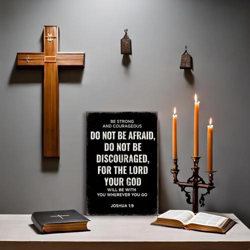 Be Strong and Courageous Joshua 1:9 Bible Verse Canvas Wall Art - Christian Scripture Inspirational Wall Decor for Prayer Room, Faith-Based Home Decor, Religious Gift for Women,christians,pastor,Motivational Spiritual wall decor for Living Room,bedroom de