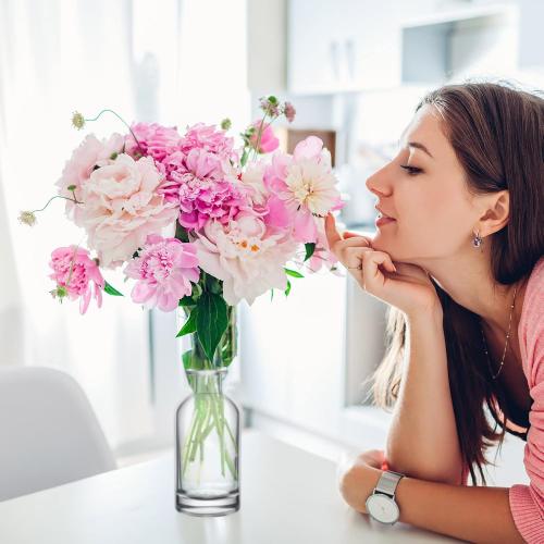 24 Pack Clear Glass Bud Vases Bulk Small Glass Living Vases for Centerpieces Vintage Table Decorative Bottle for Flowers Rustic Wedding Reception Party Decoration(2.36 x 5.2 in)