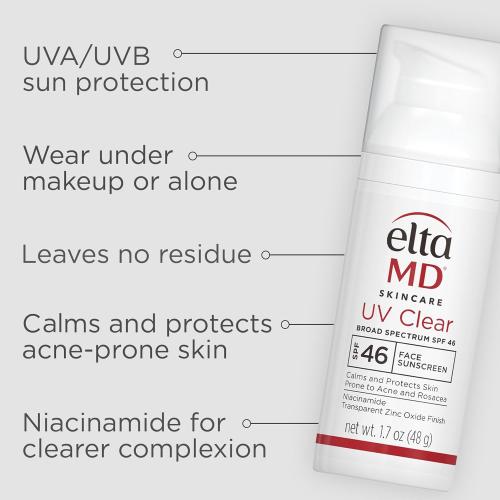 1.7oz EltaMD UV Clear Face Sunscreen SPF 46, Oil-Free Sunscreen with Zinc Oxide, Dermatologist Recommended