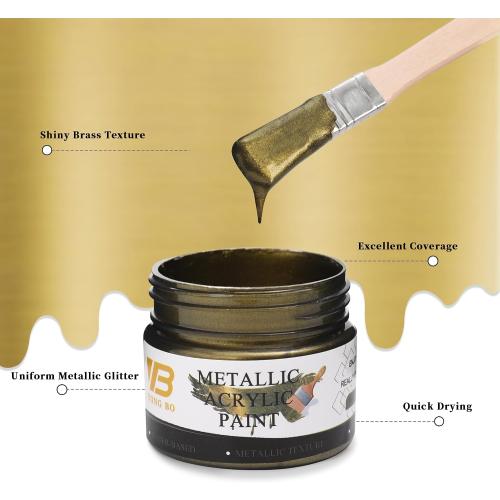 YongBo Metallic Acrylic Paint Brass, 100ml Brass Paint for Canvas, Rock, Stone, Wood, Fabric, Art Supplies