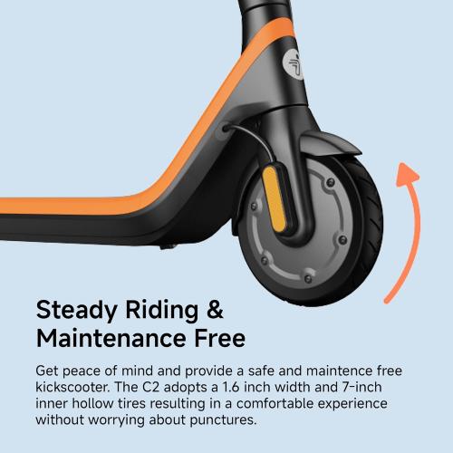 Segway Ninebot eKickScooter - Electric Scooter for Kids 6-14, w/t Adjustable Handlebar Height (Only C2 Pro) for Riders up to 132 lbs, Includes New Cruise Mode, UL-2272 Certified