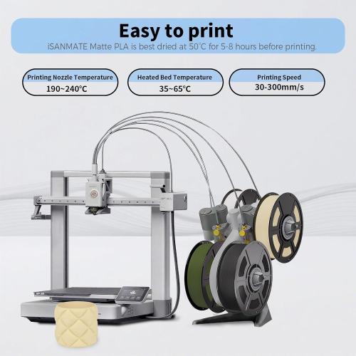 iSANMATE Matte PLA Black 1.75mm,30-300mm/s
