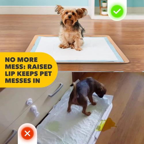 ‼️has mild stains‼️Skywin TidyFriend Travel Friendly Dog Pee Pad Holder Fits Up to 24” x 24” Wee Wee Pee Pads - Flexible Rollable Silicone Mat with Soft Edge - Quick Wipe & Potable Dog Pad Holder (Beige) | Stable Grip, Raised Edges, Quick-Wipe Silicone Surface Dog Potty Tray Holder for Indoor Flooring Protection