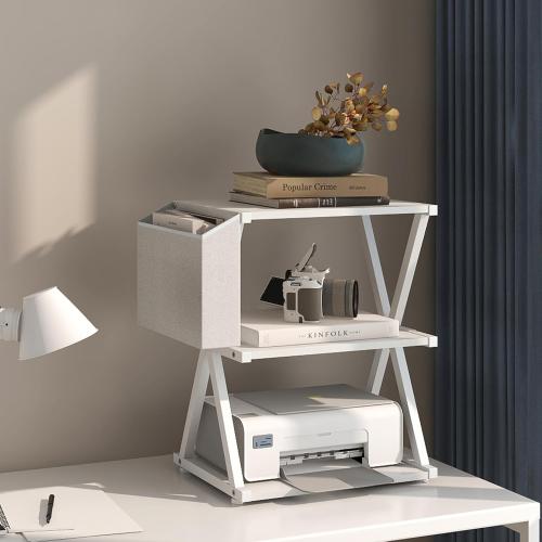 Size 17.3''Lx11''W’x23.2''H Color White VEDECASA White Mobile Printer Stand 3 Tier Wood Shelf Metal Frame Printer Cart with Storage Bag for Home Office Modern Under Desk Table Side Printer Cart with Rolling Caster Wheel