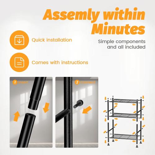 Abiglifty Storage Shelves, 3-Tier Metal Shelving, Wire Shelving with Adjustable Leveling Feet, Shelf Organizer for Bathroom, Closet, Garage