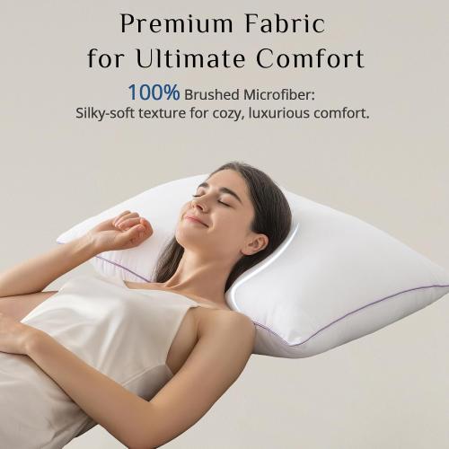 JOLLYVOGUE Firm Pillows Queen Size Set of 2, Supportive Bed Pillows with Oeko-Tex Certified Down Alternative Fill, Luxury Hotel Quality for Back, Stomach and Side Sleepers