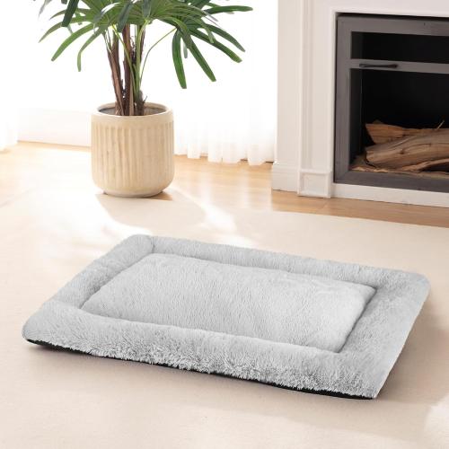 SIWA MARY Dog Bed Mat Soft Crate Pad Washable Anti-Slip Mattress for Large Medium Small Dogs and Cats Kennel Pad(29'' x 21'' Grey)