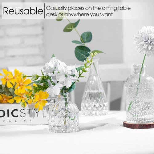 Glass Bud Vases Set of 12, Small Vases for Centerpieces, Vintage Mini Vases for Wedding Decor, Clear Glass Bud Vase in Bulk, Office and Home Table Flower Décor