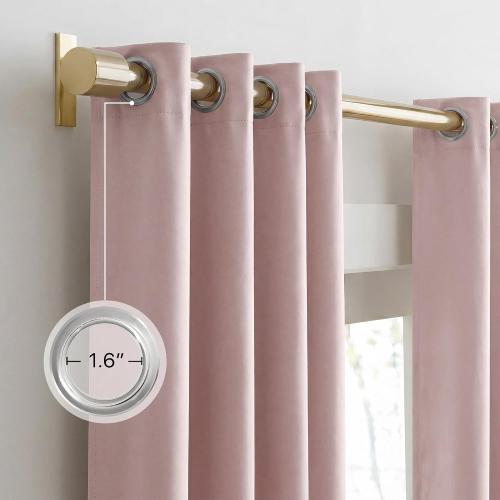 NICETOWN Blush Pink 100% Blackout Curtains for Nursery 52 x 84 2 Panels