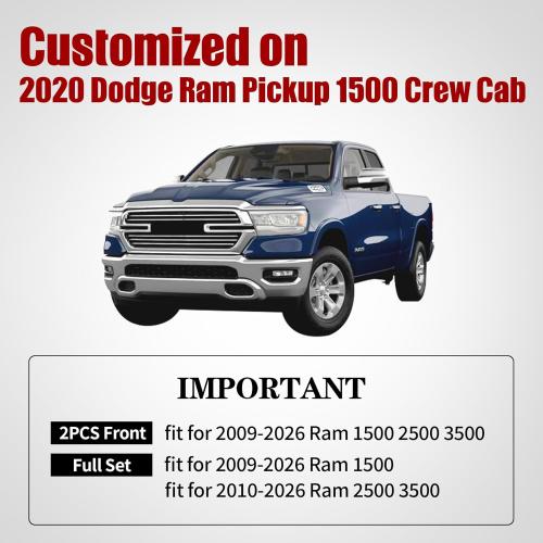 Aierxuan Dodge Ram Car Seat Covers Front Pair Waterproof Leather Custom Fit 2009-2026 1500/2500/3500 Crew Quad Regular Cab Truck Pickup Compatible with Airbag(2 PCS Front/Grey)