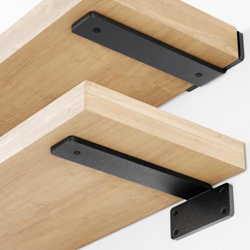 6 Pack Heavy Duty Shelf Brackets (12) Black Metal (6mm Thick), Supports Over 160 Lbs, Powder Coated, Mounting Hardware, Easy Installation