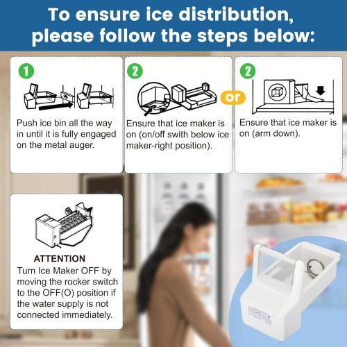 White Upgraded WPW10558424 for Whirlpool Ice Maker Replacement, Compatible with Whirlpool Kenmore Maytag Amana Refrigerator, Refrigerator Ice Bucket Replacement with Whirlpool Replacement Ice Maker