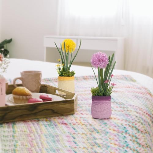 Velener 4PCs Fake Flowers in Vase, Babys Breath Artificial Flowers Indoor, Fake Potted Plants, Hydrangeas, Desk Plants for Home Indoor Bathroom Kitchen Shelf Office Decor(Plastic Vase)