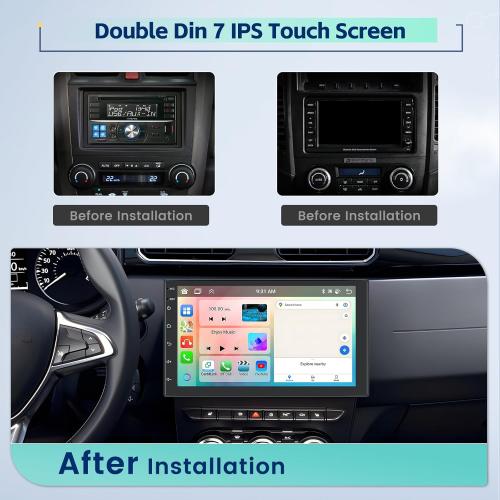 Eonon [8-Core 4 64G] Double Din 7 Inch Android 15 Car Stereo with Wireless Carplay Android Auto, HD Touch Screen Head Unit with GPS WiFi Bluetooth5.0 FM/RDS Radio 32EQ DSP 59UI SWC Backup Camera MIC