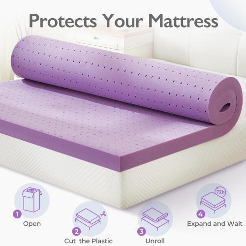2 inch Mattress Topper, Cooling Gel Memory Foam Bed Topper for Pressure Relief and Back Pain, CertiPUR-US Certified, Dorm Essentials, Twin (Purple)