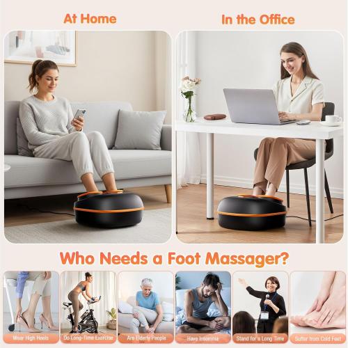 Foot Massager Machine with Heat, Upgraded Deep Rolling, Compression, Ankle Kneading, Shiatsu Foot Massager for Neuropathy Plantar Fasciitis, Gifts for Home Office Men Women Fits Up to 13
