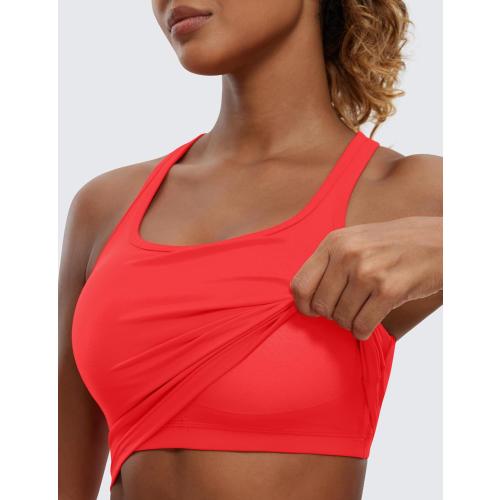 CRZ YOGA Butterluxe Racerback Crop Tank Tops | Light Support, Removable Pads, Yoga, Extremely Soft, Scoop Neck, Longline Sports Bras for Women