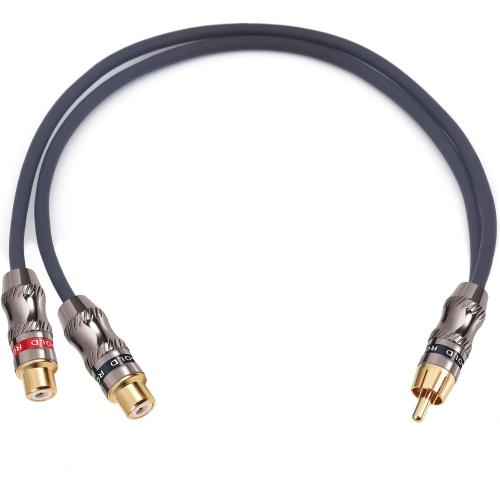 RCA Splitter, RCA 1 Male to 2 Female Cable Adapter, Stereo Audio RCA Y-Cable Heavy Duty, subwoofer Splitter Gold Plated 10 (25 cm)