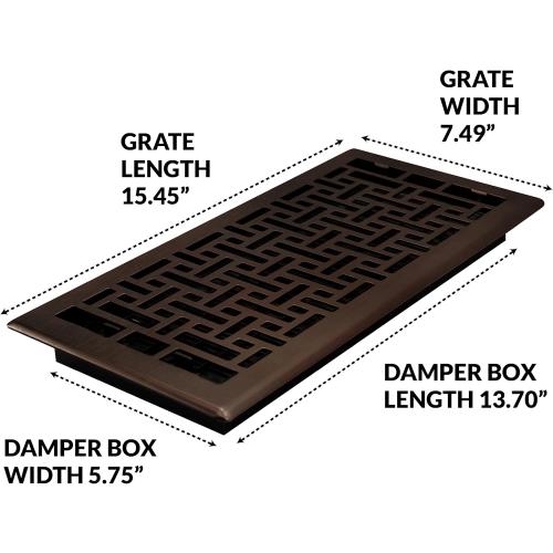 Decor Grates AJH614-RB Oriental Floor Register, 6X14 Inches, Rubbed Bronze Finish
