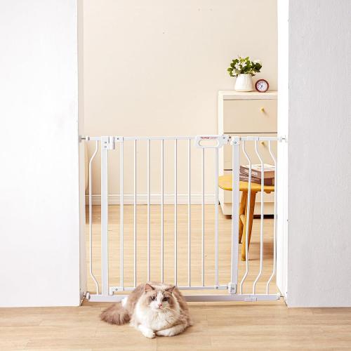 VEVOR Baby Gate, 29.5-37 in Adjustable Width, 30in High Dog Gate, Easy Step Walk Thru, Auto Close, Child Pet Security, with Pressure Mount Kit and Wall Mount Kit, for Stairs Doorways and House, White