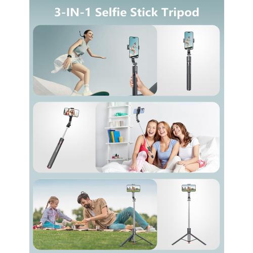 Selfie Stick Tripod with Light, 67'' Tripod with Wireless Remote, Portable Phone Tripod Compatible with iPhone 16/15 Pro Max/15/14 Pro/14/13, Samsung S22/ S23 Ultra/Android Smartphone