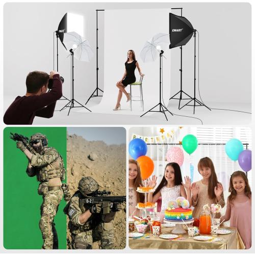 EMART 8.5 x 10 ft Backdrop Support System, Professional Photography Lighting Kit with 5500K 50W LED, 6 * 9ft Backdrop *3, Reflector,Umbrellas&Softbox Lighting Kit for Studio, Portrait, Video Shooting