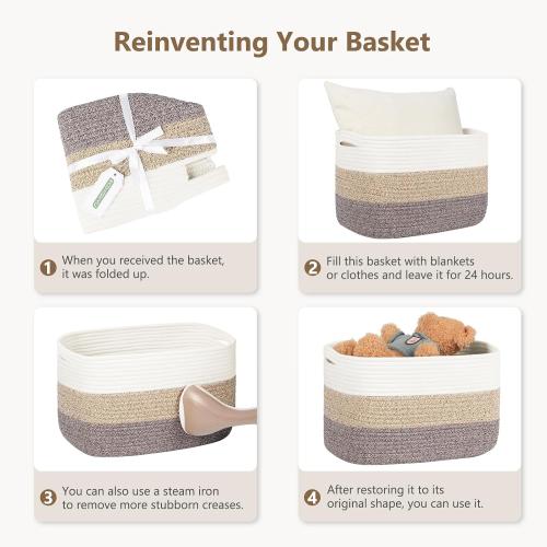 ECDYQXVU 15x10x9 Inch Woven Cotton Rope Storage Basket, 2 Pack