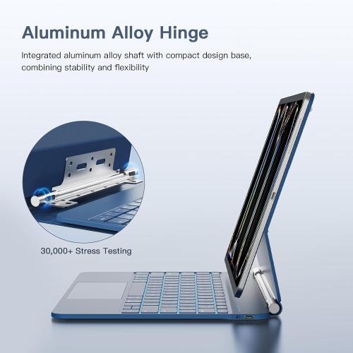 for ipad Pro 13 inch Case with keyboard (M5 2025 / M4 2024), Magic Keyboard with Pencil Buckle, 11 Colors Backlight, Stain-Resistant Surface, Multi-Touch Trackpad, Magnetic Stand, Steel Blue