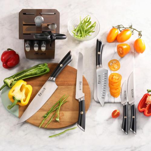 Cangshan ELBERT Series German Steel Forged Knife Block Sets (12-Piece, Black)