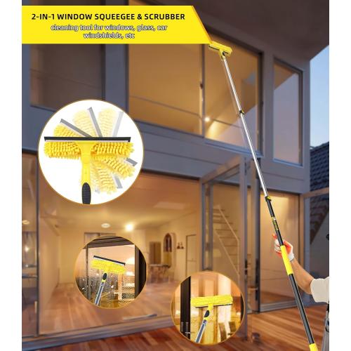 20 Foot High Ceiling Duster Kits with 5-12ft Heavy Duty Extension Pole, High Reach Duster for Cleaning,Microfiber Feather Duster,Cobweb Duster,Ceiling Fan Duster,Window Squeegee & Cleaner