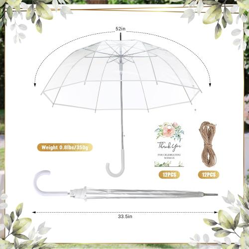 Wedding Favors for Guest Umbrella Gifts Bulk 52 Inch Large Dome Rain Windproof Stick Umbrellas with Thank You Tags and Rope Guest Souvenirs for Wedding Party Bridal Favors