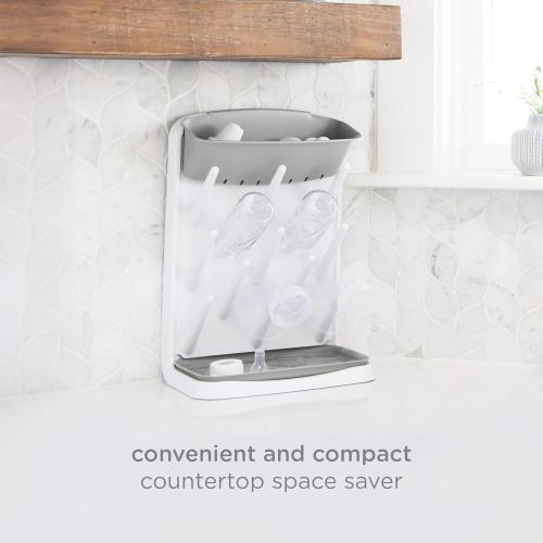 Ubbi Vertical Baby Bottle Drying Rack, Space Saving Countertop Drying Rack Baby Accessory, Gray