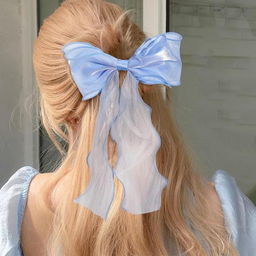 papasgix Hair Bow Clips: Solid Color Silk Ribbon Bows for Women and Girls (1, Blue)