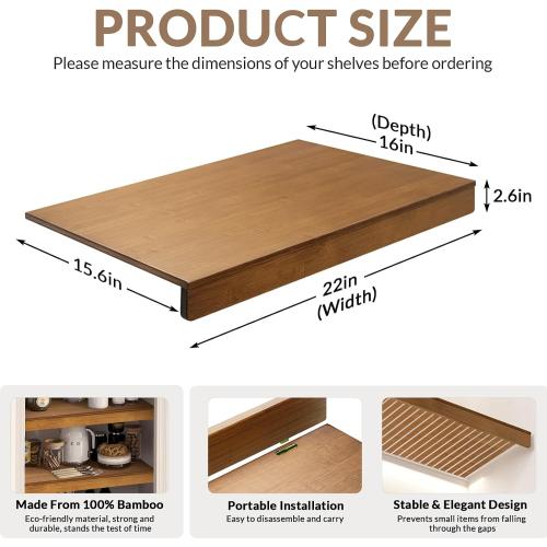 Gashell Wire Shelf Covers, Bamboo Wire Rack Covers for Pantry, Closet (4pcs, 22 W x 16 D)