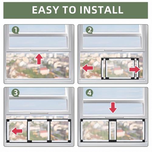 FLYZZZ Adjustable Window Screen (15.74H x 21-40W) 2-Pack White Adjustable Screens for Windows with Sturdy Aluminum Mesh– Horizontal Use Only