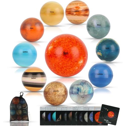 Missing  Mesh bag and Flash Cards Solar System Stress Ball for Kids and Adult 11 Piece, Anti Stress Solar Planets Balls (Planet Balls)