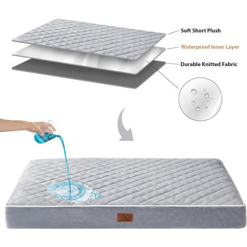 Size XL Color White WNPETHOME Orthopedic Dog Beds for Large Dogs, Extra Large Waterproof Dog Bed with Removable Washable Cover, Egg Crate Foam Pet Bed, XL Dog Crate Bed