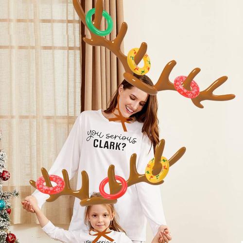 Christmas Games Decorations, Inflatable Reindeer Antler Ring Toss Game, Stocking Stuffers for Men Women Kids Teens Adults, Christmas Party Games Fun Xmas Gifts Carnival Holiday Family