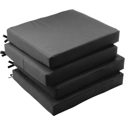 Outdoor Chair Cushions Set of 4,Patio Cushions for Outdoor Furniture,Waterproof Patio Chair Cushions with Ties,Memory Foam Outdoor Seat Cushion,18.5x16x3 (Grey)