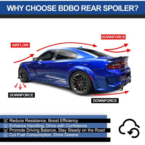 Black Rear Spoiler Venom V2 Style Rear Spoiler for Dodge Charger SRT SXT SE ScatPack Hellcat Daytona 2015-2023 Trunk Spoiler Wing Trunk Tail,Glossy Black - Wicker Bill Spoiler
