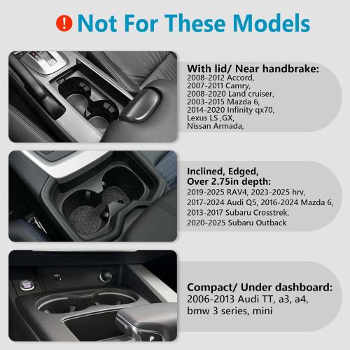 Seven Sparta Car Cup Holder Expander with Adjustable Base, Compatible with Hydro Flasks 32/40 Ounce, Compatible with Yeti Ramblers 20/26/30 Ounce, Other Bottles in 3.4-3.8 (Black)