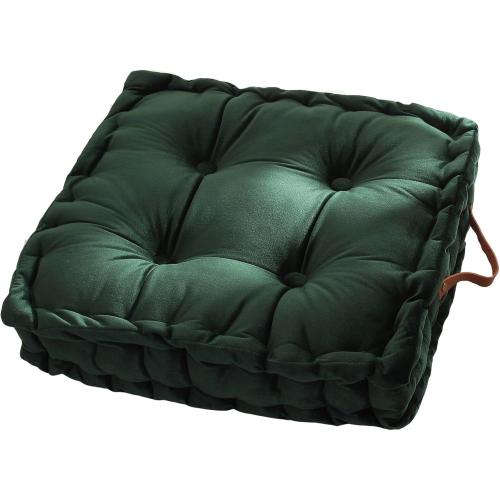 vctops Square Solid Color Velvet Seat Cushion with Handle Tufted Thicken Chair Pad Tatami Floor Pillow Cushion 16.5x16.5x4 Green