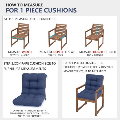 Outside Wicker Chair Replacement Cushions with Back Set of 2 Water-Resistant Navy Blue Fade Resistant Cushions for Outdoor Furniture