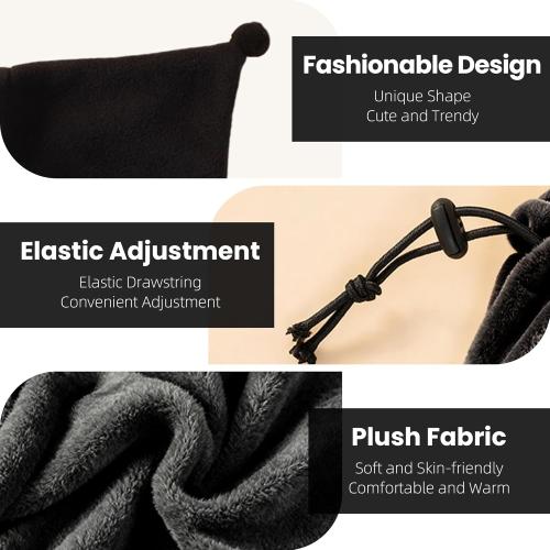 Pet Neck Warmer with Hat, Leopard Print, Adjustable Drawstring, Soft Polyester, for Dogs and Cats (Black, Medium)