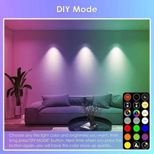 FTL GU10 LED Color Changing Light Bulb with Remote Control, RGB Dimmable Colored Light Bulbs 5W 40W Equivalent, 2700K-6000K， 30 Colors, Timer, Spotlight Bulb for Track Recessed Lighting 10-Pack