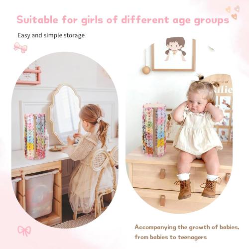 POVETIRE Hair Bow Holder for Girls, Pink Hair Clip Organizer, Hairbow Organizers Rack Display Decors Baby Nursery Toddler Girls Room